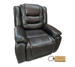 Euro Leather Recliner Chair Sofa - Brown + Keyring