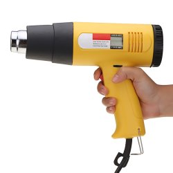 AC 2000W 220V Lcd Digital Hot Air Heat Gun Temperature Adjustable Nozzle Yellow