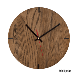 Mika Wall Clock In Oak - 250MM Dia Black Bold Red Second Hand
