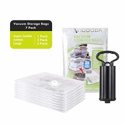 Vicooda Vacuum Storage Bags Vacuum Seal Storage Bags For Clothes & Comforters Double Zip Seal Odour & Mold Resistant Travel Hand Pump Included 7 Pack