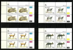 Transkei - 1988 Endangered And Protected Animals Full Set Of Control Blocks Of 4 Mnh