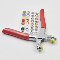 30 Sets 3 8" 10MM Open Ring Stud Snap Mix Color + One Press Fastener Plier Button Sew
