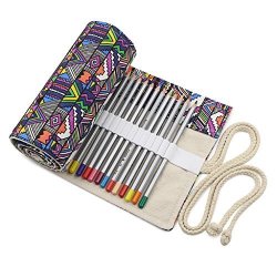 Btsky Canvas Colored Pencil Roll Wrap 72 Slot--adult Coloring Pencil Holder Organizer For 72 Colored Pencils No Pencils Bohemian