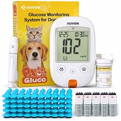 Auvon Blood Glucose Monitor Specifically Calibrated For Dog And Cats High-tech Veterinary Animal-specific Blood Sugar Test Kit With 50 Test Strips 50 30G Lancets
