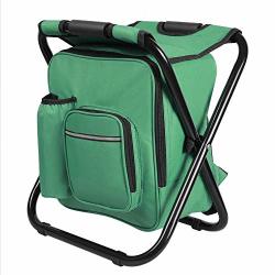 Asher Amada Folding Stool Insulated Cooler Bag Backpack Chair Beach Fishing Camping Hiking Green