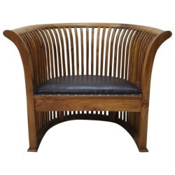 Padi Teak & Leather Chair - Solid Teak Accent Chair Sotran Dekorativ