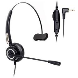 VoiceJoy Telephone Headset With Microphone Wired Phone Headset For Panasonic Cordless Phones With 2.5MM Jack Plus Many Other Dect Phones Polycom Grandstream Ci