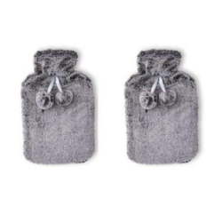 Phronex 2 Pack Fleece Covered Hot Water Bottles Grey