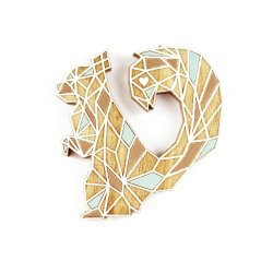 Brooch squirrel Turquoise - Handcrafted Plywood Brooch With Laser Cut Detail
