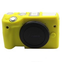 Ceari Flexible Silicone Camera Case Protective Cover Skin For Canon Eos M3 Digital Camera + Microfiber Clean Cloth - Yellow
