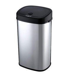 Homgrace Automatic Sensor Trash Can Bedroom Bathroom Kitchen Trash Can Garbage Bin Touch Free High-capacity Touchless Garbage Can 13 15 18 Gallon Sliver 68L 18GALLON
