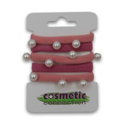 Hair Elastic Rings 5S With Pearls - Ponytail Accessory