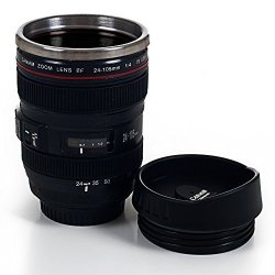 Trademark Camera Lens Coffee Mug With Lid By Whetstone Black