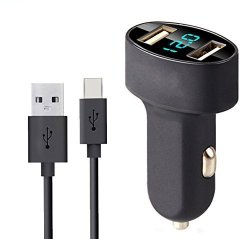 Digital Display Car Charger Compatible Samsung Galaxy S9 Galaxy S9 Plus S9+ Zte Blade X Max Compatible Sony Xperia XA1 Ultra With USB C