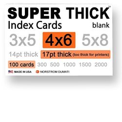 Deals on Norstrom Dumati LLC 100 Super Thick Index Cards 4X6 17PT 0.017  Thick 100LB Blank Unruled 97 Bright White Note Cards Postcards Heavyweight  Extra Heavy Duty Acid-free 4 X 6 Card