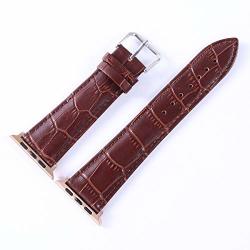 Compatible With Apple Applewatch Strap Leather Crocodile Pattern Bamboo Business Watch Belt 38MM 40MM Brown