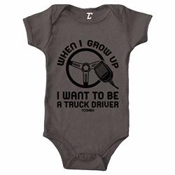 Tcombo I Want To Be A Truck Driver - Trucker Bodysuit Charcoal Newborn