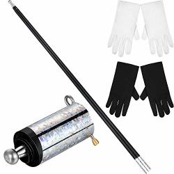 Magic Wand Magic Cane Black Metal Appearing Cane With 2 Pairs Gloves For Magician Costume Accessories
