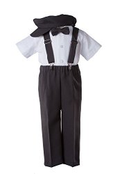 Tuxgear Baby-boys Charcoal Suspender Pant Set And Pageboy Cap 12 To 18 Months 12 To 18 Months