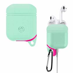Silicone Shockproof Protective Case Cover Skin With Anti-lost Locking Carabiner Mint Green
