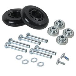 Luggage Wheel Replacement Kit - Set Of Wheels Bearings Bolts Axles Black 76MM