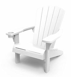 Keter Furniture Patio Chairs With Cup Holder-perfect For Beach Pool And Fire Pit Seating White