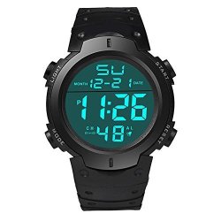 Polytree Men's Silicone Lcd Digital Stopwatch Date Sport Wrist Watch