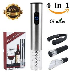 SECKILL Mother's Day Gift Stainless Steel Electric Wine Opener Set Corkscrew Bottle Opener With Foil Cutter
