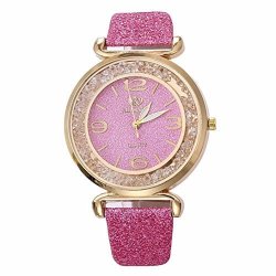 Women Quartz Watch Srogem Ladies Bling Wrist Watch Crystal Jewelry Bracelet Watches Pink