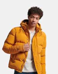 Everest Short Hooded Puffer Jacket Mustard - XXL Yellow
