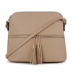 Sg Sugu Lightweight Medium Dome Crossbody Bag With Tassel Zipper Pocket Adjustable Strap Clay