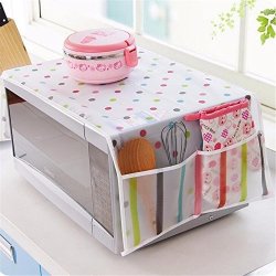 Microwave Cover -1PC Romantic Microwave Oven Cover With 2 Pouch Dustproof Cotton Cloth Cover Romantic Style Microwave Oven Set - Microwave Oven Cover Colorful Dots
