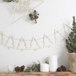 Rustic Christmas Wooden Christmas Tree Bunting 1.5M