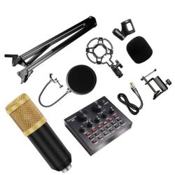 M800 Pro Condenser Microphone Kit With V8 Sound Card Gold