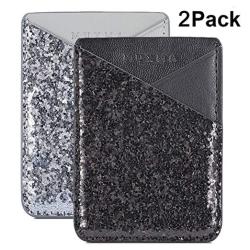 Cell Phone Wallet Credit Card Holder For Back Of Phone Pocket 3M Adhesive Sticker Card Pouch Sleeve For Iphone samsung Galaxy sony android And Most Smartphones Black silver