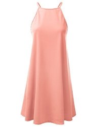 Doublju Square Neck Halter Neck Swing Dress For Women With Plus Size Made In Usa Blush Small