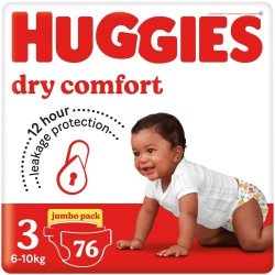 Huggies Dry Comfort Jumbo Disposable Nappies Size 3 2 X 76'S