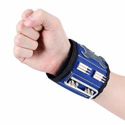 Besnin Magnetic Wristband Magnetic Tool Belt 2PCS Magnetic Wristband For Holding Tools Wrist Tool Holder For Holding Screws Nails Blue