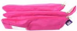 Nexx Fabric 3 Pocket 33CM Pencil Bag-colour Rose Pink Triple Compartments 3 X Easy Slide Zip Closure Pencil Bag Store And Organise Your Pens