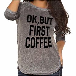 Brisco Brands Ok But First Coffee Caffeine Java Latte Baseball Raglan T