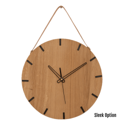 Liam Wall Clock In Oak - 300MM Dia Clear Varnish Sleek Black Second Hand