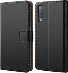 HOOMIL Case Compatible Samsung Galaxy A7 2018 Premium Leather Flip Wallet Phone Case Cover For