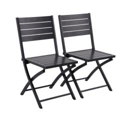 Xara II Origami Aluminium Patio Chairs Set Of 2 Dark Grey Excludes Table