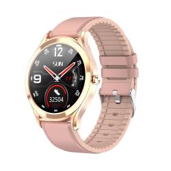MK10 1.3 Inch Ips Color Full-screen Touch Leather Belt Smart Watch Support Weather Forecast Heart Rate Monitor Sleep Monitor Blood Pressure Monitoring Pink