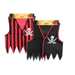 Pirate Vest - Party Dress Up - Skull - Red & Black - Single - 6 Pack