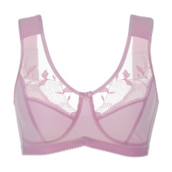 Women's Soft Cups Embroibered Wireless Full Coverage Minimizer Bra Size 34-44 B... - Pink04 D 34