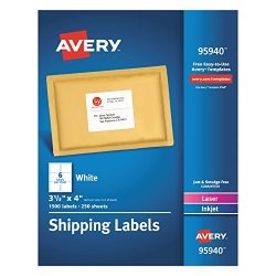 Avery Shipping Address Labels Laser & Inkjet Printers 1 500 Labels 3-1 3X4 Labels Permanent Adhesive 95940