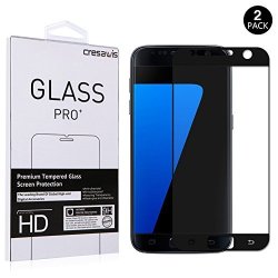 Samsung Galaxy S7 Screen Protector Full Screen Coverage Cresawis 2- Pack Bubble Free Samsung Galaxy S7 Tempered Glass Screen Protector Not S7 Edge - 0.3MM