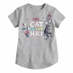 Jumping Beans Toddler Girls 2T-5T Dr. Suess' The Cat In The Hat Glitter Graphic Tee 3T Heather Gray
