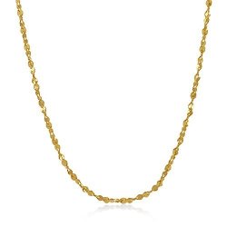 The Bling Factory 2MM Nugget 0.25 Mils 6 Microns 24K Gold Plated Twisted Choker Chain Necklace 16 Inches + Jewelry Polishing Cloth